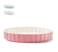 KIVY Tarte & Quiche en Céramique 28 cm - Moule Gâteau Antiadhésif Rond - Moule à Cake 28 cm - Pâtisserie & Tarteformes - Plat à Tarte - Quiche Forme Rose