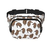 Kiwi Birds Sac banane avec sangle réglable Motif oiseaux, noir, One Size