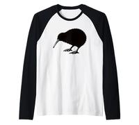 Kiwi de Nouvelle-Zélande Silhouette Minimaliste Faune Design Manche Raglan