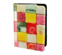 Kiwi Étui de passeport en cuir de vache avec impression pastèque pour homme et femme, protection de documents, noir, One Size