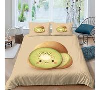 Kiwi fruit cute Ensemble De Literie 3 Pièces 3D Imprimée Facile d'entretien Illustration style de cartoon Housse de Couette avec Taie d'oreiller Douce for Chambre de adolescents Double（200x200cm）