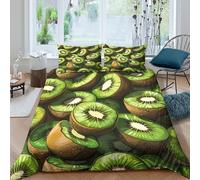 Kiwi fruit Linge de Lit 3 Pièces Microfibre résistante 3D Imprimée Respirante Natural vibrant style Ensemble De Literie avec 2 x Taies d'oreiller Super Douce for Chambre Enfants Double（200x200cm）