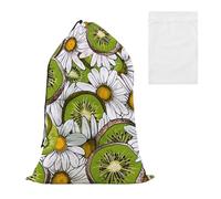 Kiwi Fruit Sac à linge avec marguerite, fermeture à cordon de serrage, 61 x 90 cm, facile à installer dans un panier à linge ou un panier de voyage