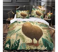 Kiwi Parure de Lit Microfibre Hypoallergique Imprimé en 3D Léger Illustration de la nature Housse de Couette Fermeture Éclair Super Douce Respirante for Enfants Garçons Filles Single（140x200cm）