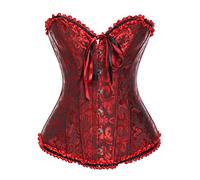 Kiwi-rata Corset serre-taille, brocade classique Floral G-string pour femme. - Rouge - 34