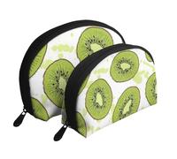 Kiwi, Trousse de Maquillage Coquille Femme Petit Porte-Monnaie Trousse de Toilette Trousse à cosmétiques 2 pièces