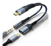 KiwiBird Adaptateur USB C vers Jack 3,5 mm avec Charge Rapide PD 100 W, Prise Type C USBC vers AUX 2 en 1 pour écouteur Casque Audio Compatible avec iPhone 16 15 Pro Max, Galaxy S25 S24, Mac MacBook