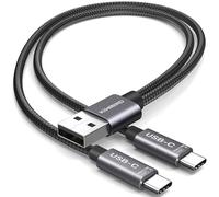 KiwiBird Câble de Charge USB vers Double USB C, câble USB 2 en 1 Type C pour la Recharge, Compatible avec iPhone 17 Pro Max Air iPhone 16e 16 15 Plus Pro Max Galaxy S25 S24 Android Phone