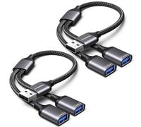 KiWiBiRD Double USB, doubleur USB, Adaptateur Double Prise USB2.0 câble 1 Male vers 2 Femelle Charge données (Lot de 2) Compatible avec Ordinateur Portable PS5 PS4 clé Clavier Souris imprimante