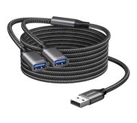 KiWiBiRD Double USB, doubleur USB, Adaptateur Double Prise USB2.0 câble 1 mâle vers 2 Femelles Charge et données 2m Compatible avec Ordinateur Portable PS5 PS4 clé Clavier Souris imprimante