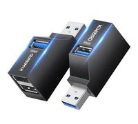 KiwiBird Double USB, doubleur USB, Adaptateur Double Prise USB3.0 Lot de 2 | Mini hub USB 3.0, transfert de données charge, compatible avec portable PC PS4 PS5 TV clavier souris imprimante clé USB