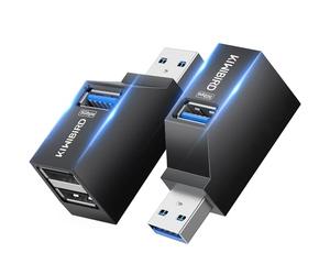KiwiBird Double USB, doubleur USB, Adaptateur Double Prise USB3.0 Lot de 2 | Mini hub USB 3.0, transfert de données charge, compatible avec portable PC PS4 PS5 TV clavier souris imprimante clé USB