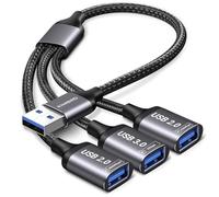 KiWiBiRD câble Y répartiteur USB, Adaptateur 1 mâle vers 3 Femelle (1x USB 3.0, 2X USB 2.0) Extension Charge données pour Ordinateur Portable Mac Voiture PS5 PS4 clé USB Clavier Souris imprimante