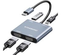 KiWiBiRD Hub HDMI Multi-écran PC, Adaptateur USB-C vers HDMI pour Moniteurs 4K PD 100W 2160p 1080p HDCP, Compatible avec Ordinateur Portable TV Projecteur