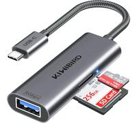 KiWiBiRD Lecteur de Carte SD USB C, Adaptateur Cartes Micro SD Type C pour SDHC SDXC TF, Compatible avec iPhone 16 15 Plus Pro Max MacBook Air Mac iMac, Galaxy S24 S23, Android