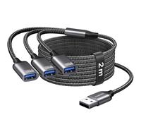 KiWiBiRD Répartiteur USB 3 Ports, câble rallonge 2 m, USBA mâle vers 3 USBA Femelles, pour Charge données Compatible avec PC, Autodarts Dart, Mac, TV, Clavier, Souris, PS4, PS5, imprimante