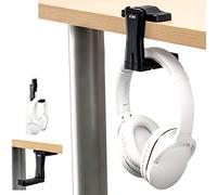 KIWIFOTOS Support pivotant pour casque audio sous la table - Bras réglable rotatif à deux axes et organisateur de câbles pour casque de jeu Sony Sennheiser Beats Xbox avec fil et sans fil