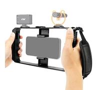 KIWIFOTOS Support Vidéo pour Smartphone avec Support Stabilisateur pour Videomaker Vlog Compatible avec iPhone 13 12 11 XS X XR 8+ 8 7+ 7 6S + 6S Galaxy Mate MI Google Pixel etc. avec 55-90mm de Large