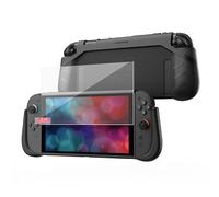 KIWIHOME P2 Shield Coque Dockable et Protège-Écran pour Switch 2 2025, Coque de Protection en TPU et Film en Verre Trempé 9H avec Cadre d'Alignement d'Installation, Noir