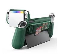 KIWIHOME Switch OLED Coque avec Rangement pour Jeux au Design Rabattable, Coque de Protection Dockable pour Nintendo Switch OLED 2021, Coque Portable en TPU pour 7 Pouces et Contrôleur Joy-Con, Vert