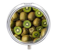 Kiwis Pilulier rond en métal avec 3 compartiments Portable Mini médicaments, médicaments, médicaments de voyage, tablettes de vitamines