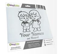 Kiwistar - autocollant bébé - Argent - Frères et Sœurs Garçon Fille - personnalisé individuellement avec le texte souhaité + on Board 20cm - pour voitures, motos, vélos, tuning