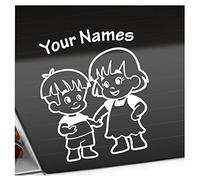 Kiwistar - autocollant bébé - Blanc - Frères et Sœurs Garçon Fille - personnalisé individuellement avec le texte souhaité 20cm - pour voitures, motos, vélos, tuning