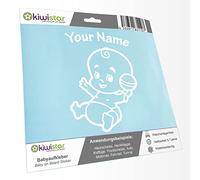 Kiwistar - autocollant bébé - Blanc - hochet bébé - personnalisé individuellement avec le texte souhaité 24cm - pour voitures, motos, vélos, tuning