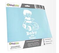Kiwistar - autocollant bébé - Blanc mat - De Voiture Garçon - Baby on Tour 24cm - pour voitures, motos, vélos, tuning