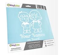Kiwistar - autocollant bébé - Blanc mat - Frères et Sœurs Garçon Fille - personnalisé individuellement avec le texte souhaité + on Board 30cm - pour voitures, motos, vélos, tuning