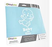 Kiwistar - autocollant bébé - Blanc mat - hochet bébé - Baby on Tour 30cm - pour voitures, motos, vélos, tuning