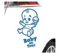 Kiwistar - autocollant bébé - Bleu - hochet bébé - Baby on Tour 15cm - pour voitures, motos, vélos, tuning