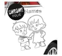 Kiwistar - autocollant bébé - chrome - Frères et Sœurs Garçon Fille - personnalisé individuellement avec le texte souhaité 15cm - pour voitures, motos, vélos, tuning