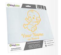 Kiwistar - autocollant bébé - crème - hochet bébé - personnalisé individuellement avec le texte souhaité + on Board 24cm - pour voitures, motos, vélos, tuning