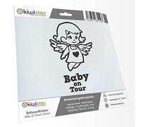 Kiwistar - autocollant bébé - gris foncé - fille petit ange - Baby on Tour 24cm - pour voitures, motos, vélos, tuning