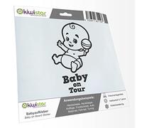 Kiwistar - autocollant bébé - gris foncé - hochet bébé - Baby on Tour 24cm - pour voitures, motos, vélos, tuning