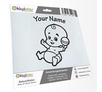 Kiwistar - autocollant bébé - gris foncé - hochet bébé - personnalisé individuellement avec le texte souhaité 30cm - pour voitures, motos, vélos, tuning