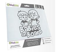 Kiwistar - autocollant bébé - Gris - Frères et Sœurs Garçon Fille - Baby on Board 15cm - pour voitures, motos, vélos, tuning