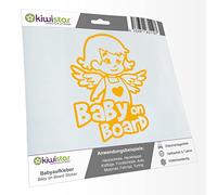 Kiwistar - autocollant bébé - Jaune - fille petit ange - Baby on Board 20cm - pour voitures, motos, vélos, tuning