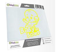 Kiwistar - autocollant bébé - Jaune fluo - hochet bébé - Baby on Board 15cm - pour voitures, motos, vélos, tuning