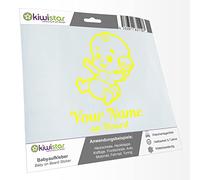 Kiwistar - autocollant bébé - Jaune fluo - hochet bébé - personnalisé individuellement avec le texte souhaité + on Board 30cm - pour voitures, motos, vélos, tuning