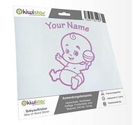 Kiwistar - autocollant bébé - lilas - hochet bébé - personnalisé individuellement avec le texte souhaité 20cm - pour voitures, motos, vélos, tuning