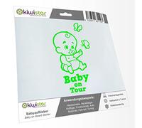 Kiwistar - autocollant bébé - Néon vert - Bébés Papillons - Baby on Tour 24cm - pour voitures, motos, vélos, tuning