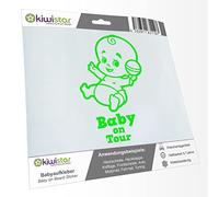 Kiwistar - autocollant bébé - Néon vert - hochet bébé - Baby on Tour 15cm - pour voitures, motos, vélos, tuning