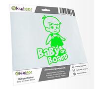 Kiwistar - autocollant bébé - Néon vert - Stickers salopette garçon - Baby on Board 15cm - pour voitures, motos, vélos, tuning