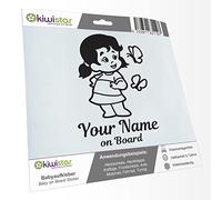 Kiwistar - autocollant bébé - noir mat - Papillon Fille - personnalisé individuellement avec le texte souhaité + on Board 20cm - pour voitures, motos, vélos, tuning
