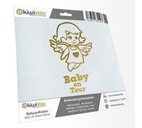 Kiwistar - autocollant bébé - or - fille petit ange - Baby on Tour 15cm - pour voitures, motos, vélos, tuning