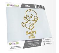 Kiwistar - autocollant bébé - or - hochet bébé - Baby on Tour 30cm - pour voitures, motos, vélos, tuning