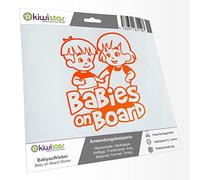 Kiwistar - autocollant bébé - orange fluo - Frères et Sœurs Garçon Fille - Baby on Board 24cm - pour voitures, motos, vélos, tuning