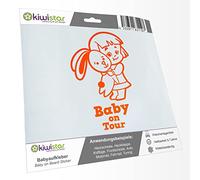 Kiwistar - autocollant bébé - orange fluo - Lapin Fille - Baby on Tour 15cm - pour voitures, motos, vélos, tuning